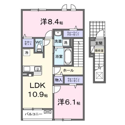 サニーハイツ タカ(2LDK/2階)の間取り写真