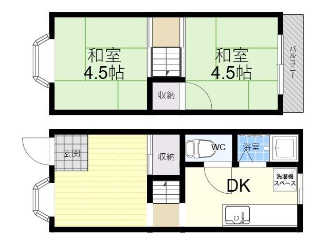 六万寺町3丁目テラス(2DK)の間取り写真