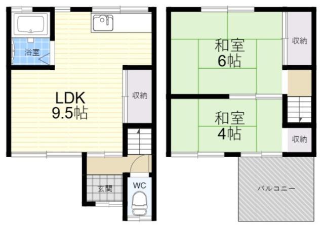 新池島町1丁目貸家(2LDK)の間取り写真