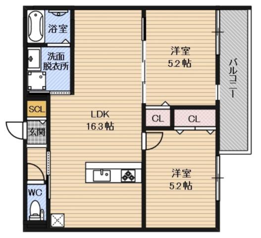 LIB HIRAOKA(2LDK/2階)の間取り写真