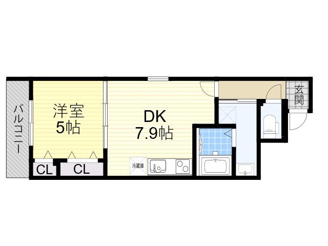 フジパレス吉田ノース(1DK/1階)の間取り写真