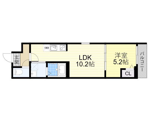 フジパレス東花園駅北Ⅰ番館(1LDK/2階)の間取り写真