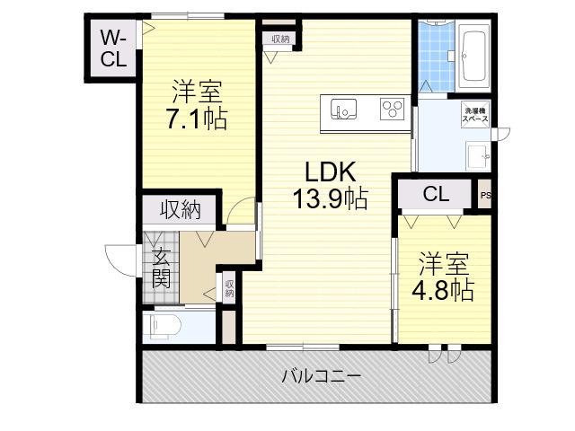フロレゾン花園(2LDK/1階)の間取り写真