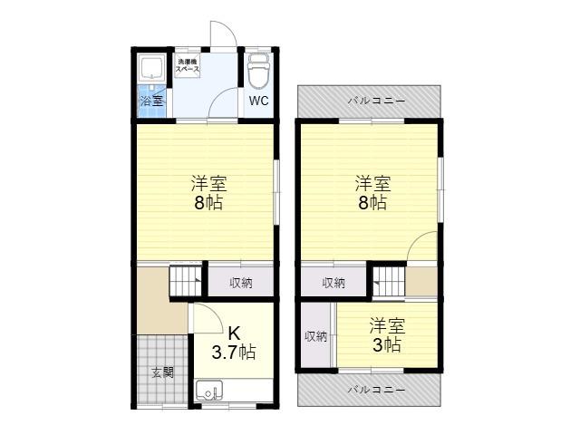 喜里川町9-13テラス(3K)の間取り写真