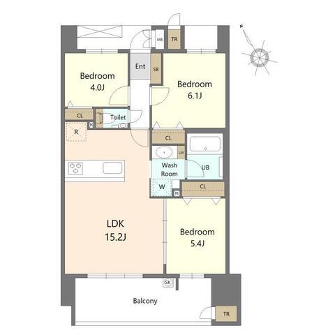 S-RESIDENCE愛宕サウス(3LDK/8階)の間取り写真