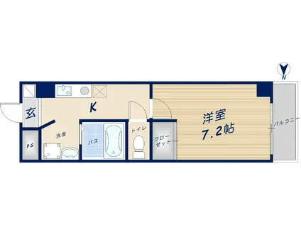 インペリアル奈良大宮(1K/7階)の間取り写真