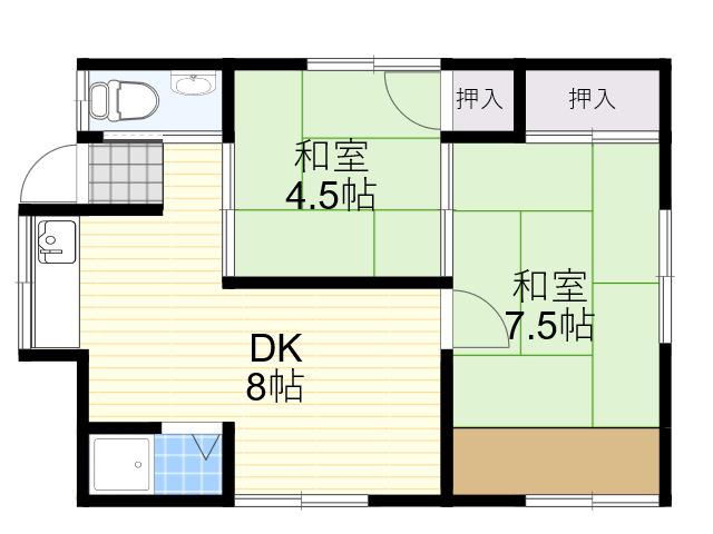 平和荘(2DK/1階)の間取り写真