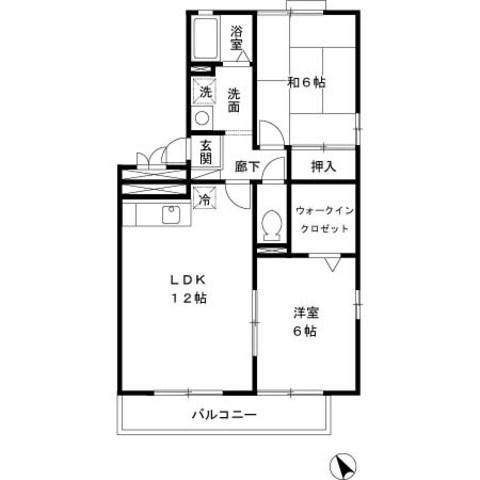 リビングタウン木津南A棟(2LDK/2階)の間取り写真