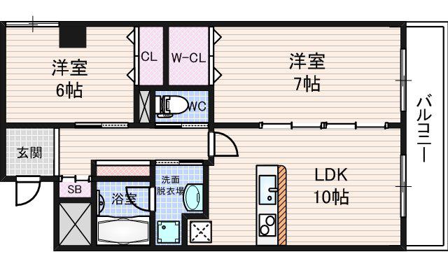アルペンローゼ(2LDK/2階)の間取り写真