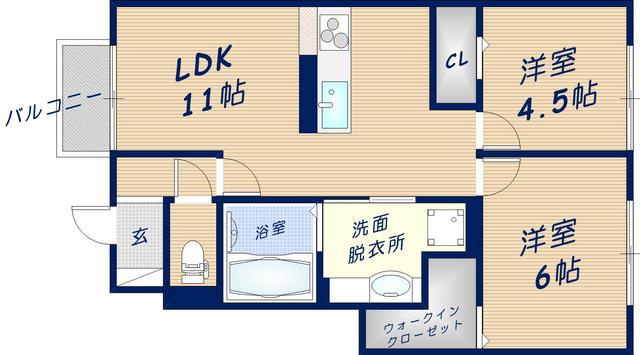 ラルーチェⅠ(2LDK/1階)の間取り写真