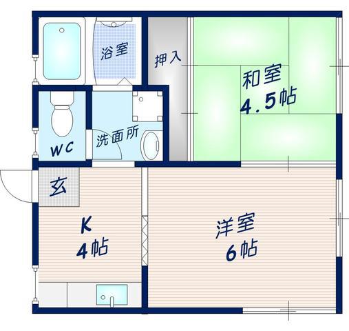 パナハイツ大宮(2K/1階)の間取り写真