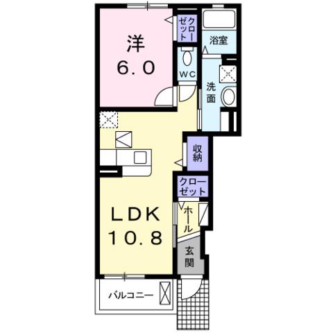 クレールコートⅡ(1LDK/1階)の間取り写真