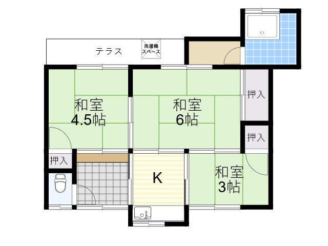 近鉄橿原線 西ノ京駅 徒歩3分 1階建 築47年(3DK)の間取り写真