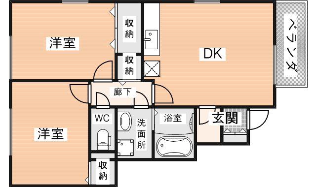 リヴェールヴィラ(2LDK/1階)の間取り写真