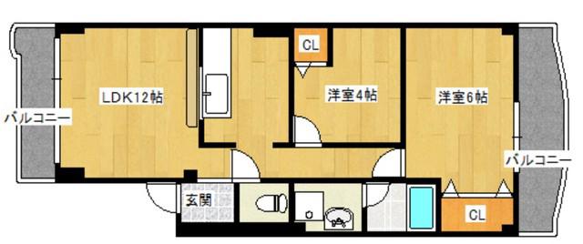 第一岡田マンション(2LDK/4階)の間取り写真
