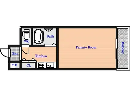 アーバンヒルⅡ(1K/1階)の間取り写真