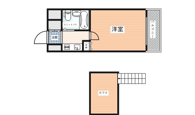 プレアール東生駒(1K/2階)の間取り写真