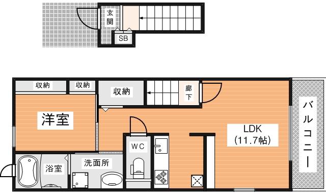 SAVORYRESIDENCE(1LDK/2階)の間取り写真