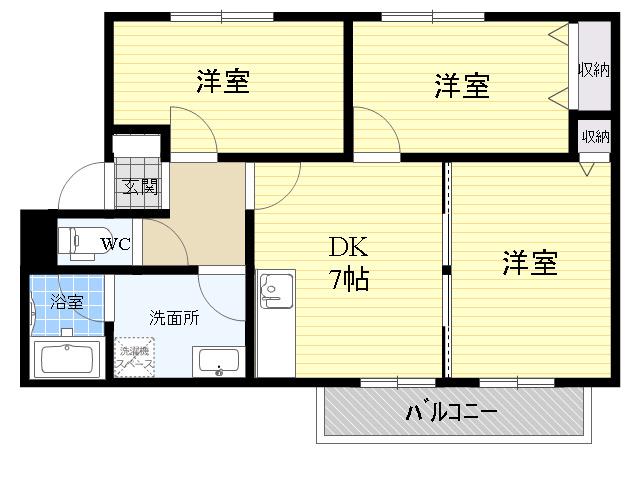 パセオみささぎ(3DK/1階)の間取り写真