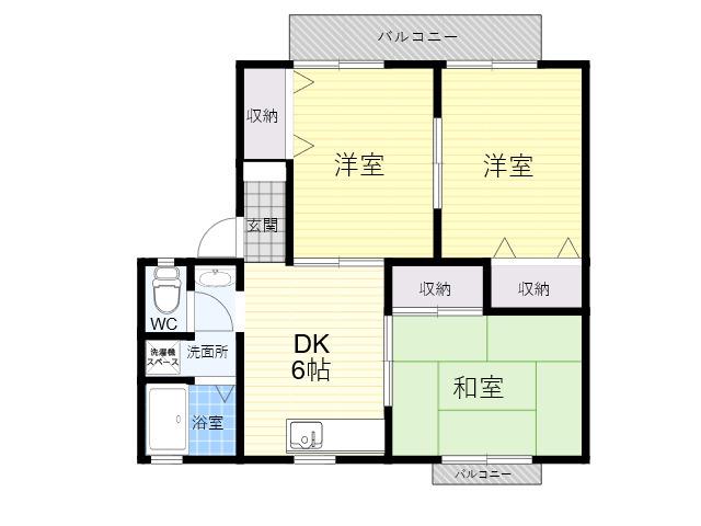 ヴィラージュN Ⅱ(3DK/1階)の間取り写真
