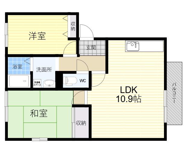 ディアス有里B(2LDK/1階)の間取り写真