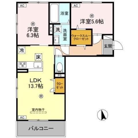 リジェールイースト(2LDK/1階)の間取り写真