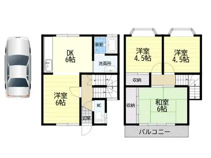 近鉄奈良線 生駒駅 徒歩10分 2階建 築36年(4DK)の間取り写真
