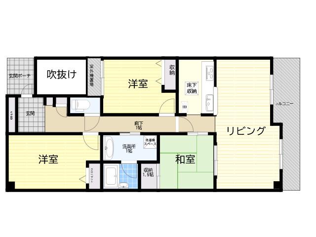 ルイシャトレ生駒(3LDK/2階)の間取り写真