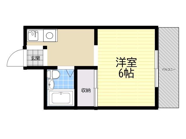 一由ハイツ新大宮(1K/2階)の間取り写真