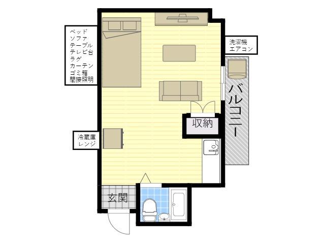 セヴィア岡山手(ワンルーム/1階)の間取り写真