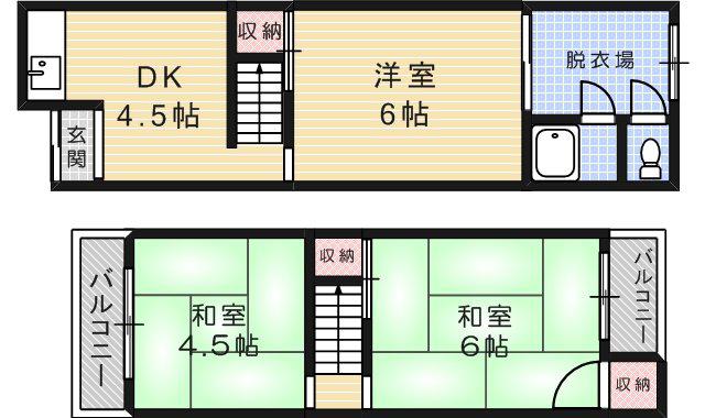 京阪本線 牧野駅 徒歩27分 2階建 築41年(3DK)の間取り写真