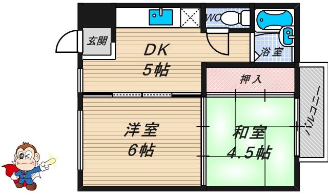 さくらマンション(2DK/4階)の間取り写真