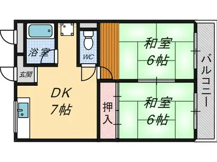 三栄マンション(2DK/3階)の間取り写真