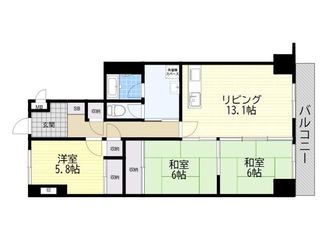 枚方セントラルハイツ(3LDK/4階)の間取り写真