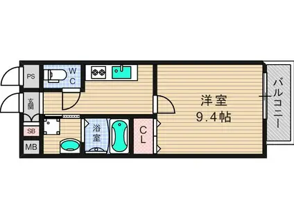 サンドール十二番館(1K/6階)の間取り写真