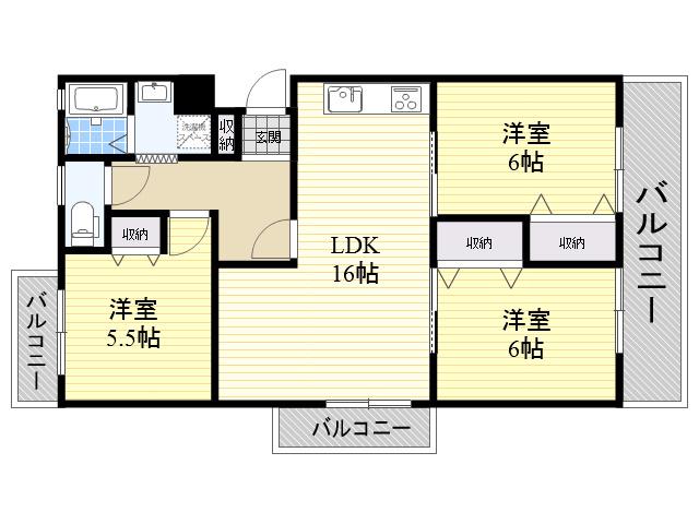 グランメナージュ(3LDK/3階)の間取り写真