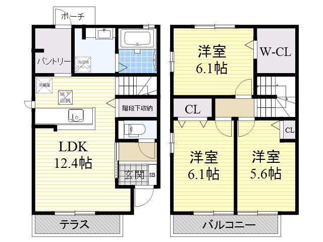 LE GRAND AMENITY HILL ウエスト(3LDK/1階)の間取り写真