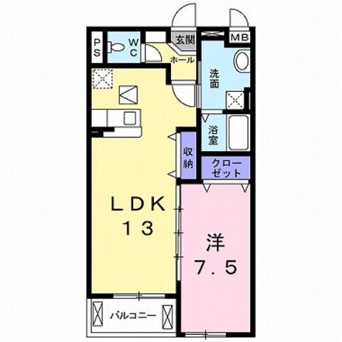 ル・シエル・ブルーⅡ(1LDK/1階)の間取り写真