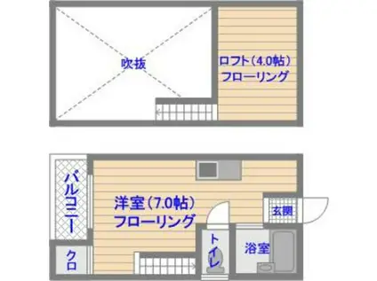 コーポ和幸(ワンルーム/2階)の間取り写真