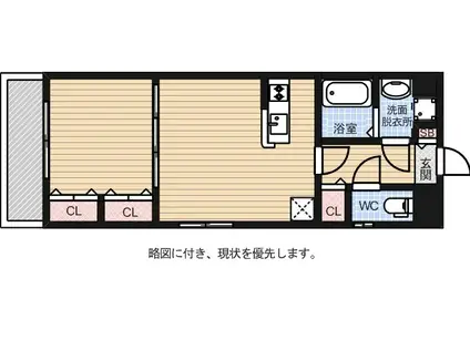 エンクレスト日赤通(1LDK/6階)の間取り写真