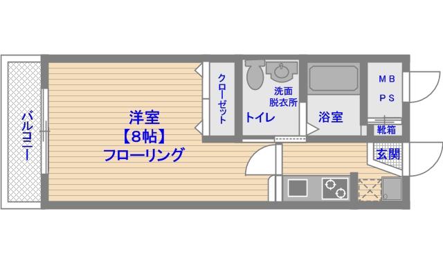 エンクレスト渡辺通(1K/2階)の間取り写真