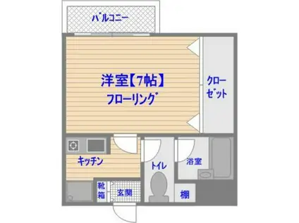 ピュアドームフローリオ博多(1K/6階)の間取り写真