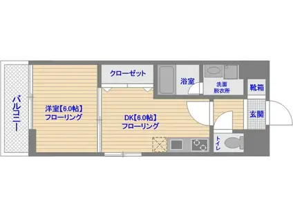 アクアヒルズ天神東(1DK/7階)の間取り写真