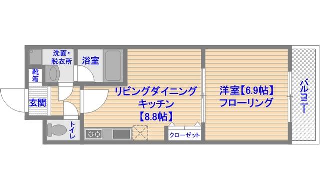 ビュー博多(1LDK/3階)の間取り写真