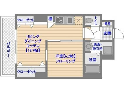 レジデンスカープ博多(1LDK/12階)の間取り写真
