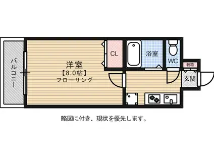 リファレンス呉服町(1K/13階)の間取り写真