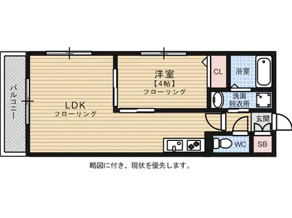 シャローム天神北(1LDK/10階)の間取り写真