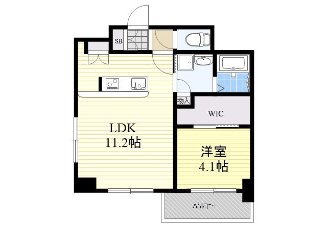 エンクレスト博多 THE TIME(1LDK/12階)の間取り写真