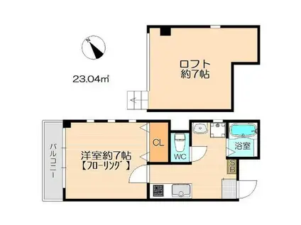 イル・グラッツィア高宮南Ⅰ(1K/2階)の間取り写真