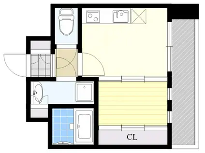 ヴィラージュ高宮ストリート(1DK/8階)の間取り写真